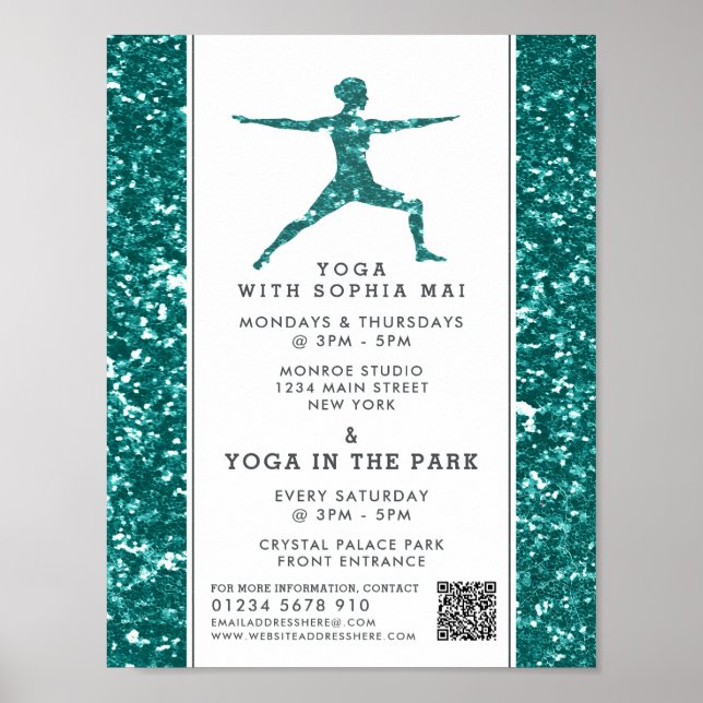 Póster Publicidad de clase de yoga con efecto Purpurina A (Frente)