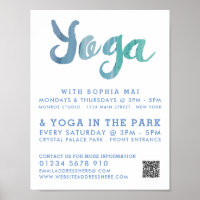 Publicidad de clase moderna de yoga azul
