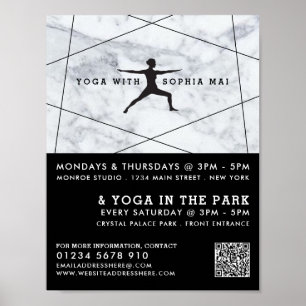 Póster Publicidad de clase moderna de yoga en mármol mode