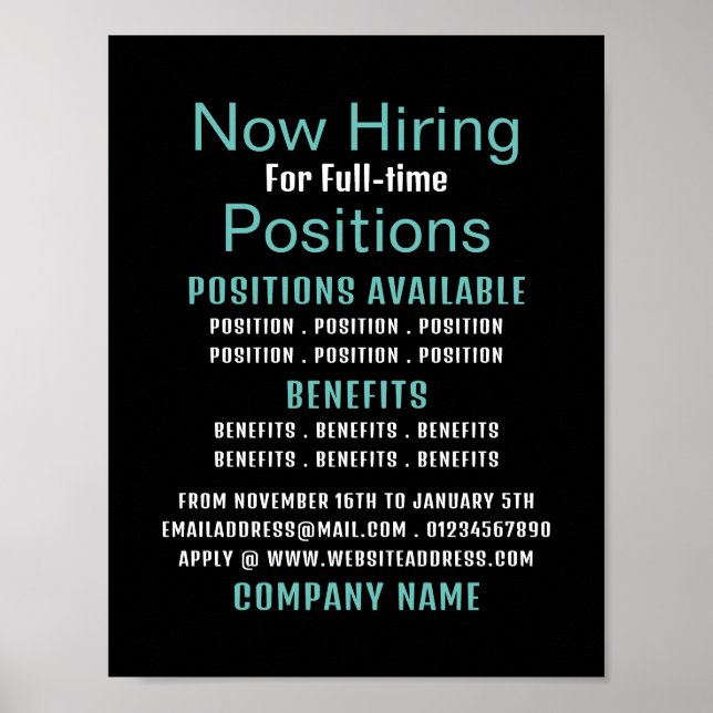 Póster Publicidad de empleo elegante (Frente)