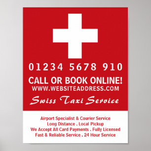 Póster Publicidad de empresa de taxis suiza