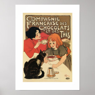 Póster Publicidad de inventiva francesa sobre té y cacao