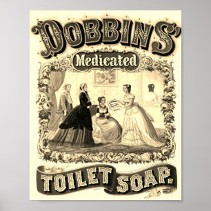Póster Publicidad de jabón de inodoro medicado Dobbins