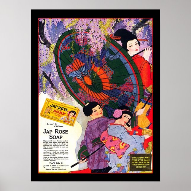 Póster Publicidad de jabón Rosa japonés vintage (Frente)