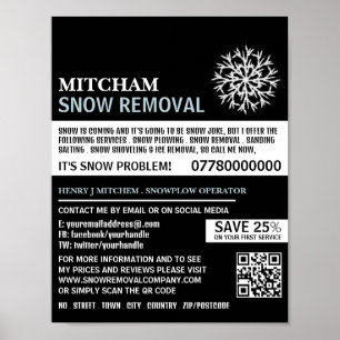 Póster Publicidad de la empresa de eliminación de nieve,