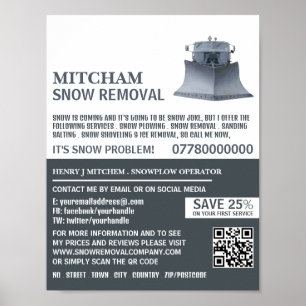 Póster Publicidad de la empresa de eliminación de nieve y