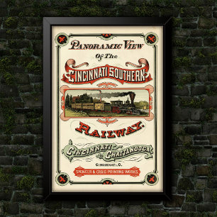 Póster Publicidad de la ruta del tren de Cincinnati ornam