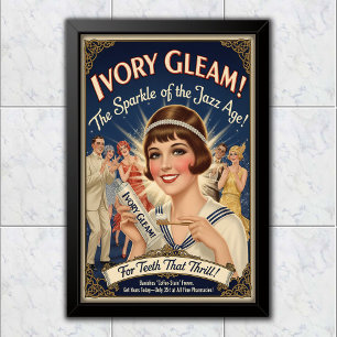 Póster Publicidad de pasta de dientes Ivory Gleam vintage