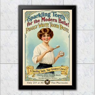 Póster Publicidad de pasta de dientes Pearly White vintag