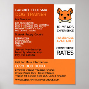 Póster Publicidad de perro naranja, entrenador de perros