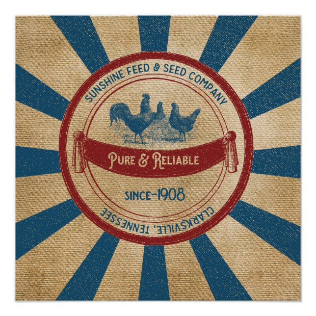 Póster Publicidad de pollo con alimentación de sol de épo (Anverso)