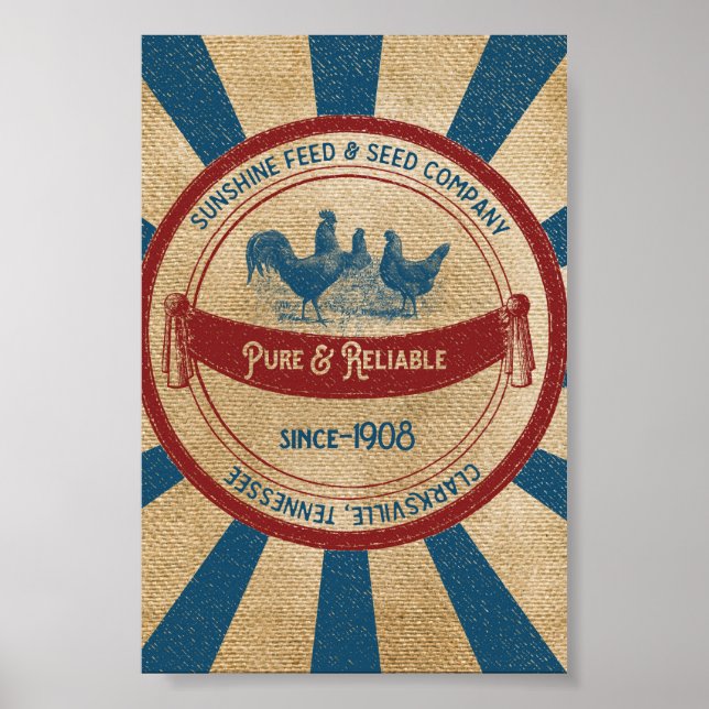 Póster Publicidad de pollo con alimentación de sol de épo (Frente)