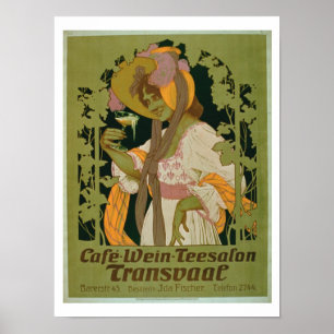 Póster Publicidad de poster "Transvaal" un café, vino y