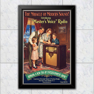 Póster Publicidad de radio Vintage Master's Voice de 1936