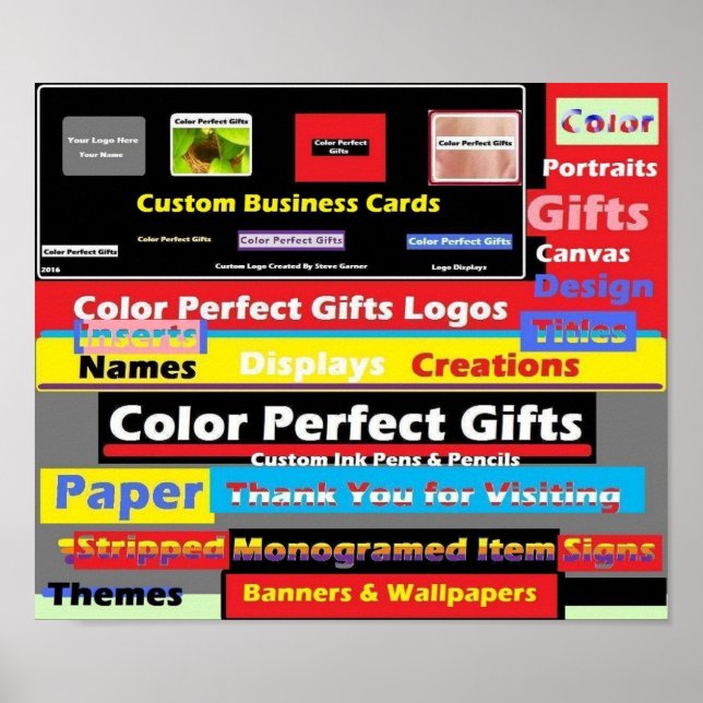 Póster Publicidad de regalos perfectos de color (Frente)