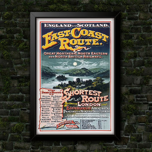 Póster Publicidad de ruta de la red de ferrocarriles brit