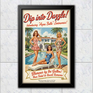 Póster Publicidad de trajes de baño Aqua Belle vintage de