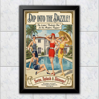 Póster Publicidad de trajes de baño chic al borde de la p