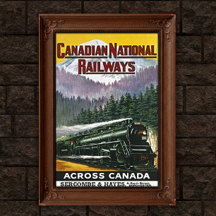 Póster Publicidad de tren de vapor Vintage Canadian Rocki