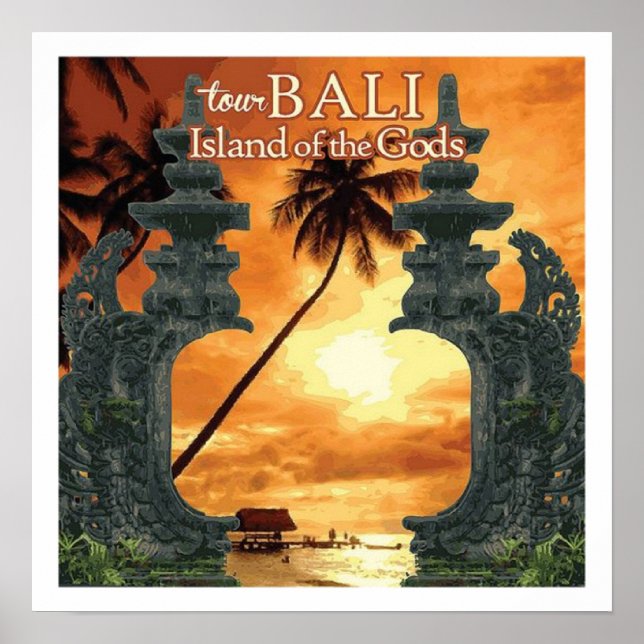 Póster Publicidad de viaje de estilo Art Decó de Bali Sun (Frente)