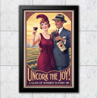 Póster Publicidad de vino vintage de cosecha de rubí de 1