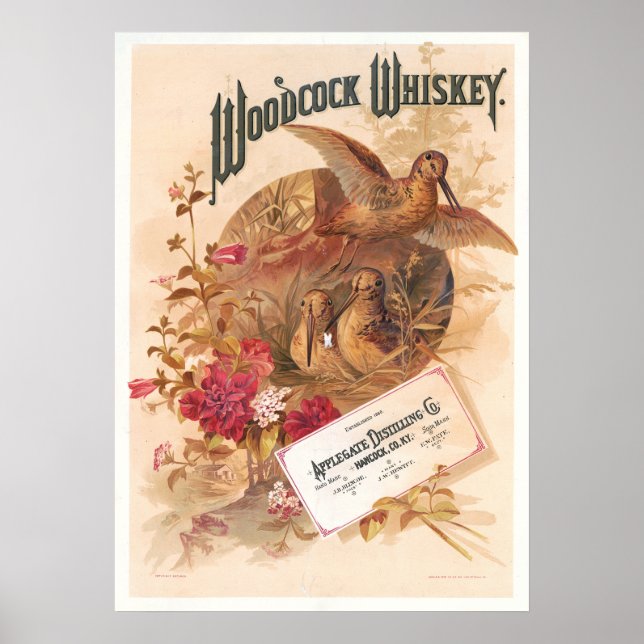 Póster Publicidad de Woodcock Whiskey Vintage (Frente)
