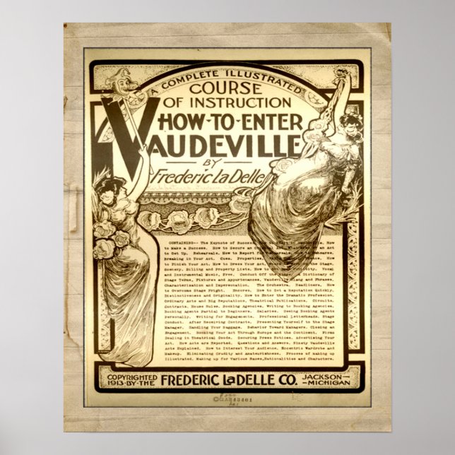 Póster Publicidad del curso de instrucción Vaudeville de  (Frente)