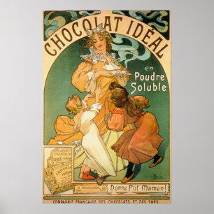 Póster Publicidad del idém de chocolate por Alfons Mucha