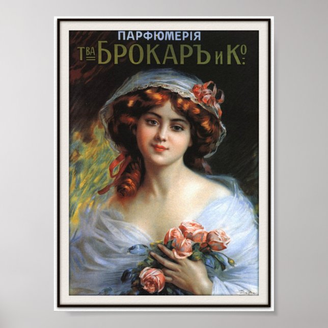 Póster Publicidad del perfume imperial ruso de 1892 (Frente)