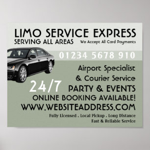 Póster Publicidad del servicio de taxi Limo