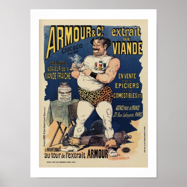 Póster Publicidad divertida de extracto de carne vintage (Frente)