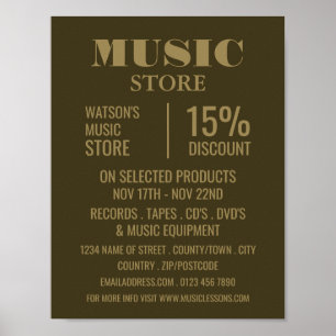 Póster Publicidad elegante de la tienda de música