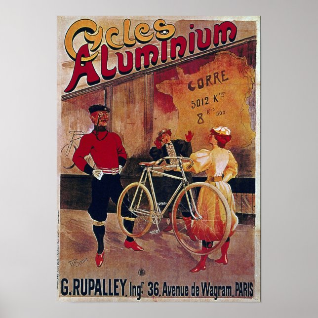 Póster Publicidad en bicicleta Ciclos Vintage Aluminio (Frente)