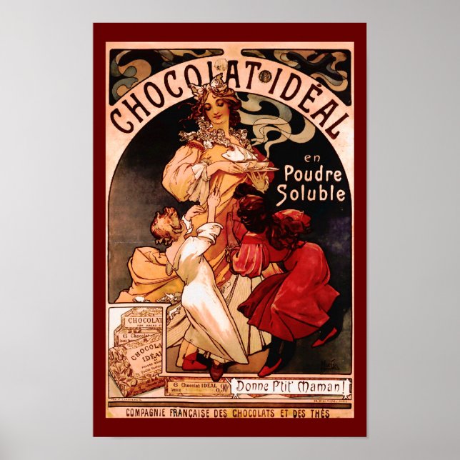Póster Publicidad en francés de bebidas de chocolate cali (Frente)