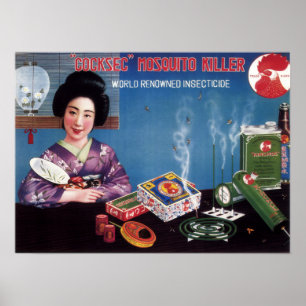 Póster Publicidad en Japón de Kimono REPELLENT INSECT