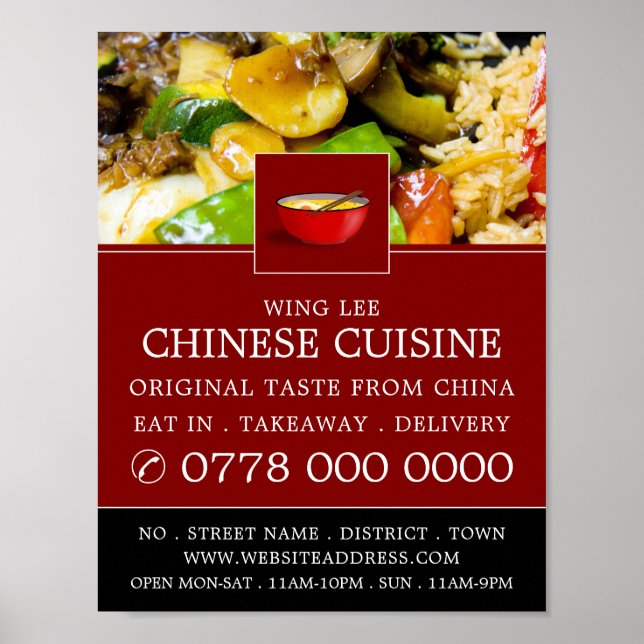 Póster Publicidad en restaurantes chinos (Frente)