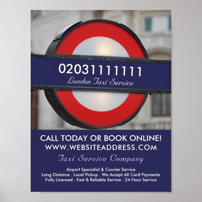Póster Publicidad en Rótulo de taxis de Londres City (Frente)