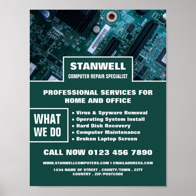 Póster Publicidad especializada en reparación de equipos  (Frente)