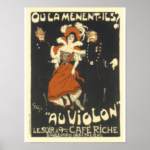 Póster Publicidad francesa de época ulamental Au Violon