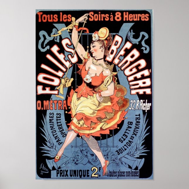 Póster Publicidad francesa de Folies Bergere Vintage (Frente)