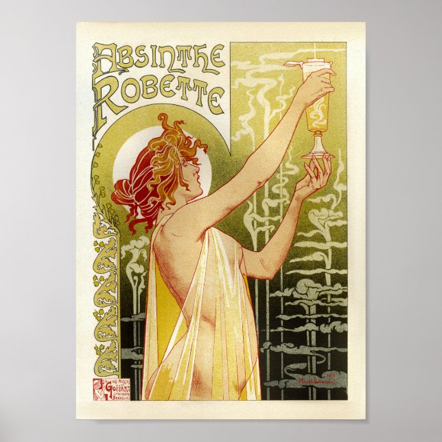 Póster Publicidad francesa vintage Absinthe Robette Lady (Frente)
