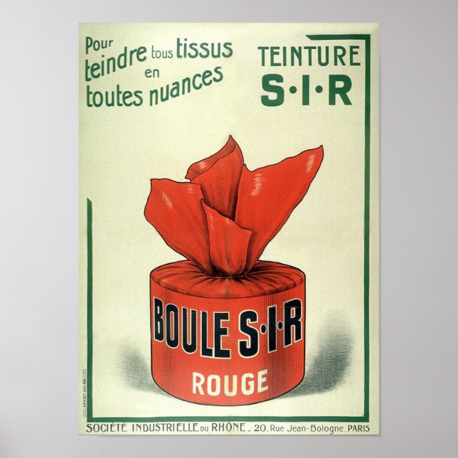 Póster Publicidad francesa vintage de Teinture Rouge (Frente)