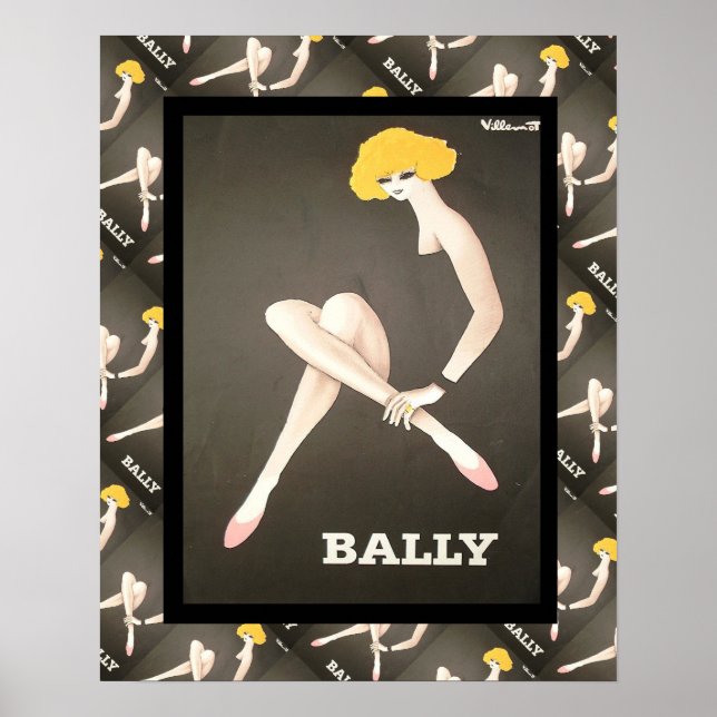 Póster Publicidad francesa vintage, zapatos Bally (Frente)