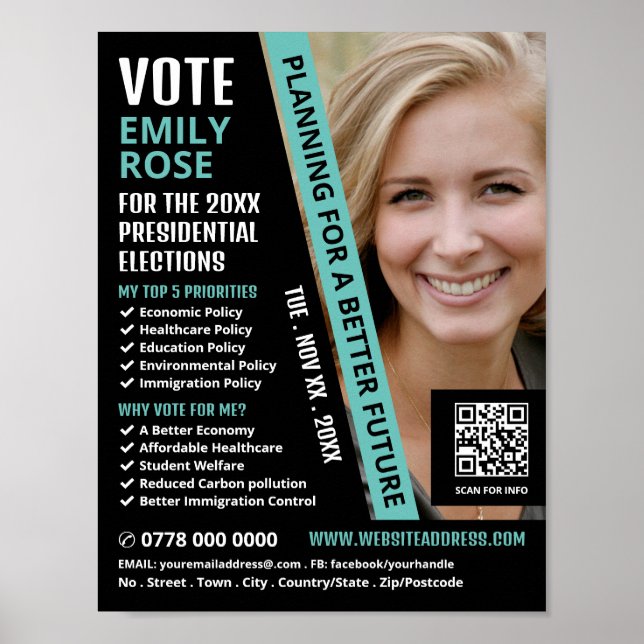 Póster Publicidad moderna de campaña política (Frente)