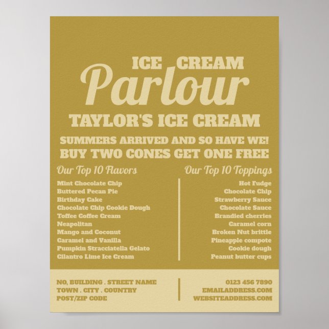 Póster Publicidad moderna en el salón de helados (Frente)