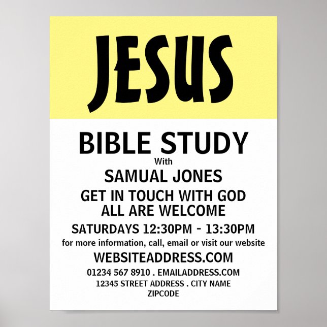 Póster Publicidad moderna negrita, de clase de la Biblia  (Frente)
