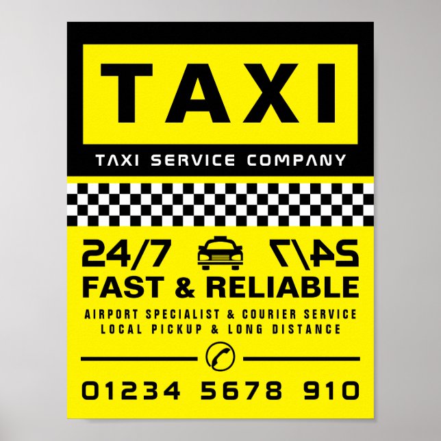 Póster Publicidad moderna y de moda en empresas de taxi (Frente)