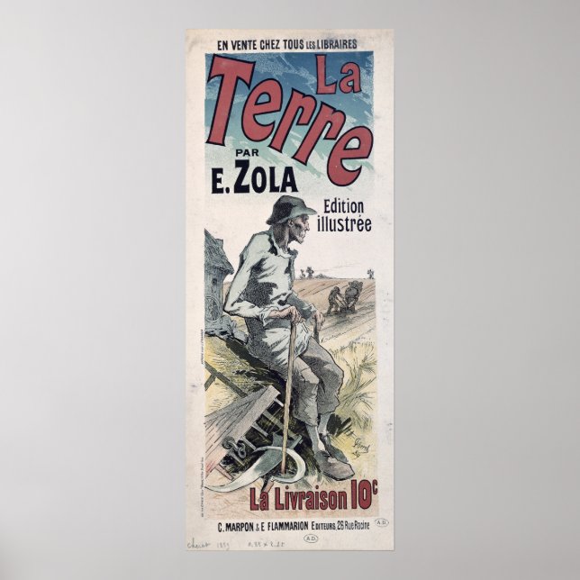 Póster Publicidad poster 'La Terre' de Emile Zola, 1889 (Frente)