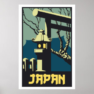 Póster Publicidad retra del viaje de Japón del estilo del