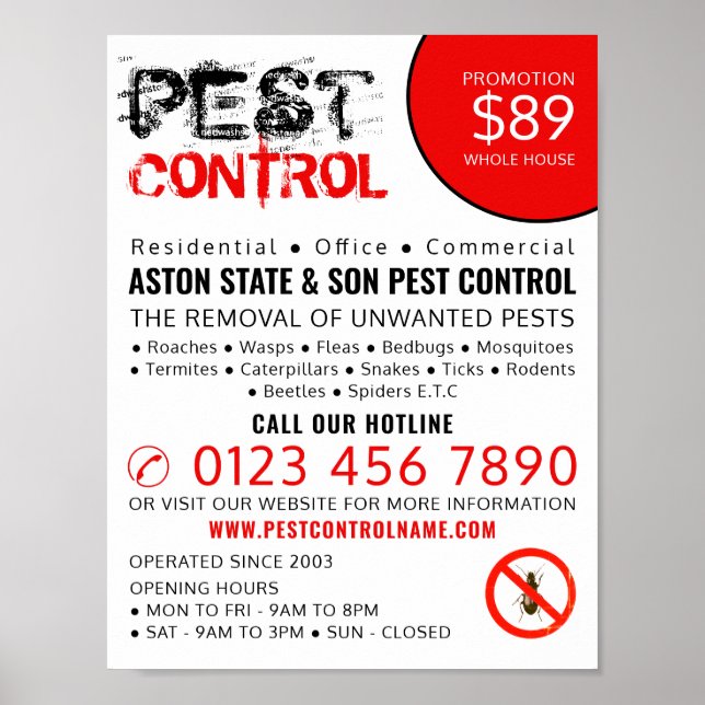 Póster Publicidad Rustica de Control de Plagas (Frente)